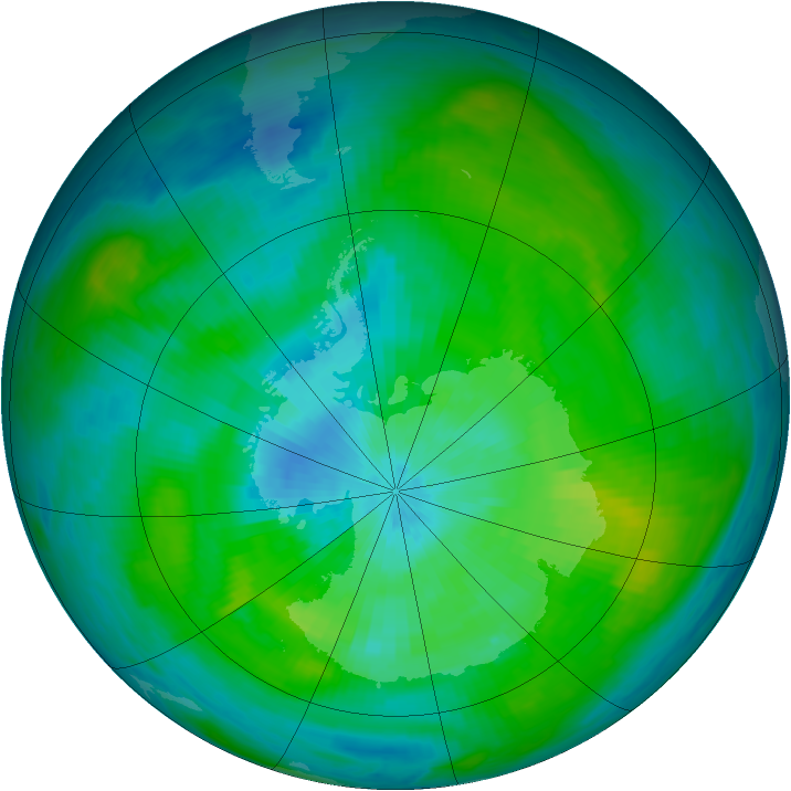 Antarctic ozone map for 11 March 1980